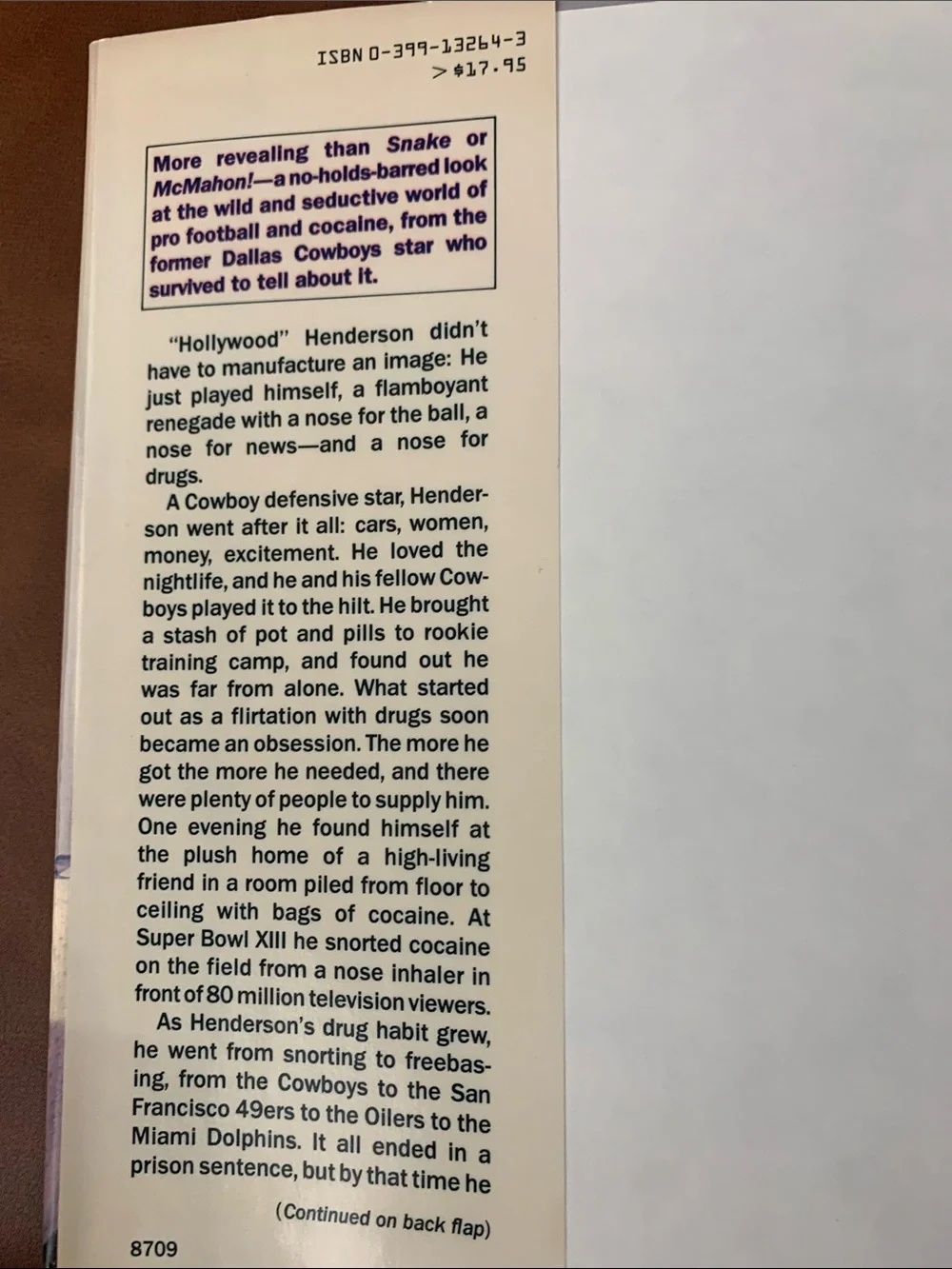 Vintage Out of Control Thomas Hollywood Henderson NFL Book